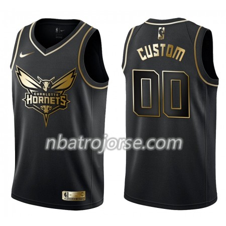 Män Charlotte Hornets Tröja Skräddarsydda Nike Svart Guld Edition Swingman